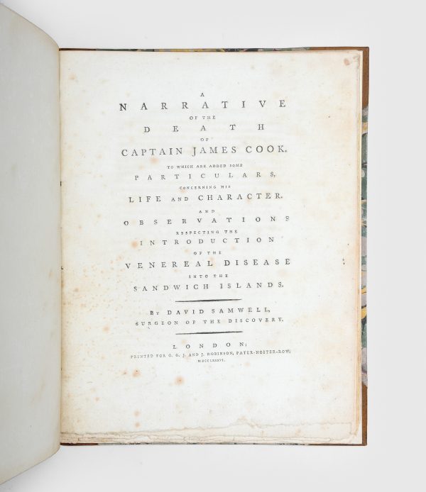 COOK, James - SAMWELL, David. A Narrative of the Death of Captain James Cook.