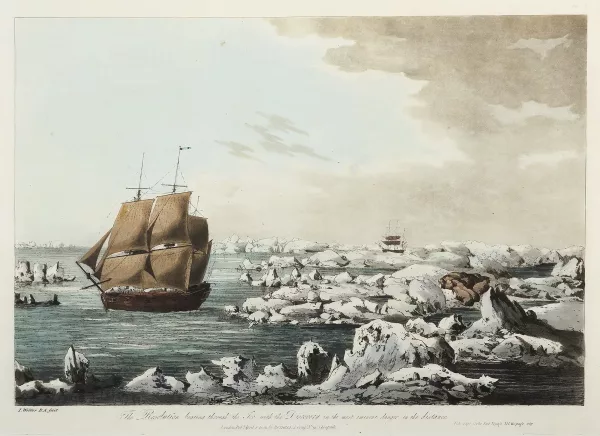 The Resolution beating through the ice, with the Discovery in the most eminent danger